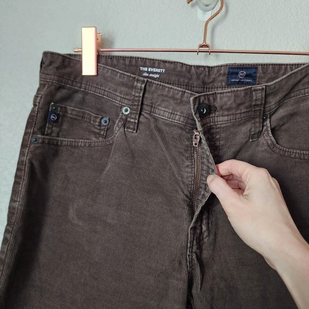 AG ADRIANO GOLDSCHMIED Everett Corduroy Pants Brown Slim‎ Straight 32x34 - Picture 8 of 11